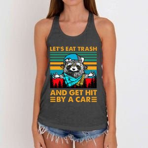 Racoon Let's Eat Trash And Get Hit By Car Women's Knotted Racerback Tank