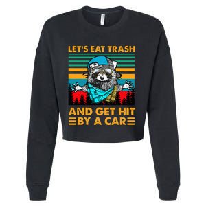 Racoon Let's Eat Trash And Get Hit By Car Cropped Pullover Crew