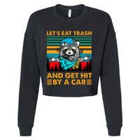 Racoon Let's Eat Trash And Get Hit By Car Cropped Pullover Crew