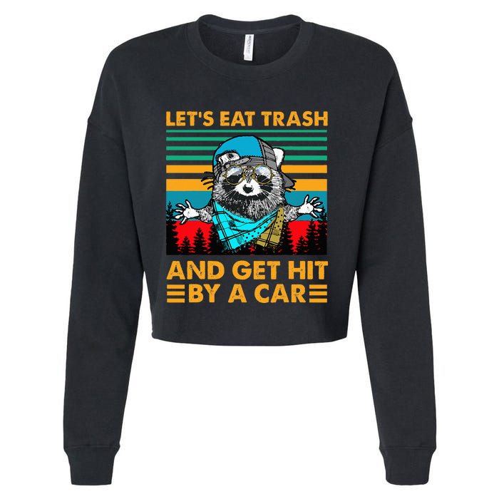 Racoon Let's Eat Trash And Get Hit By Car Cropped Pullover Crew