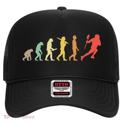 Retro Lacrosse Evolution Gift For Lacrosse Players High Crown Mesh Back Trucker Hat