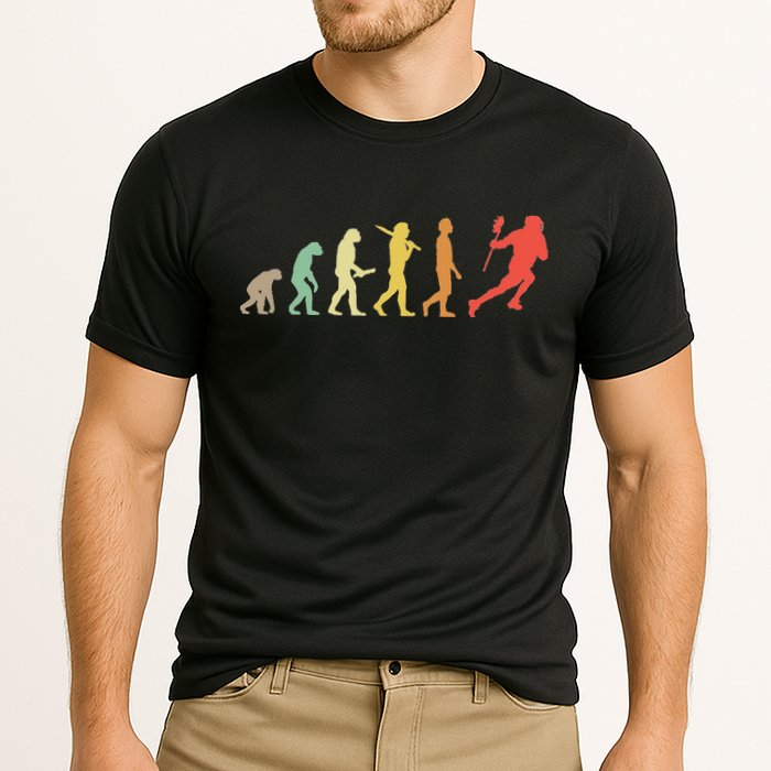 Retro Lacrosse Evolution Gift For Lacrosse Players Cooling Performance Crew T-Shirt