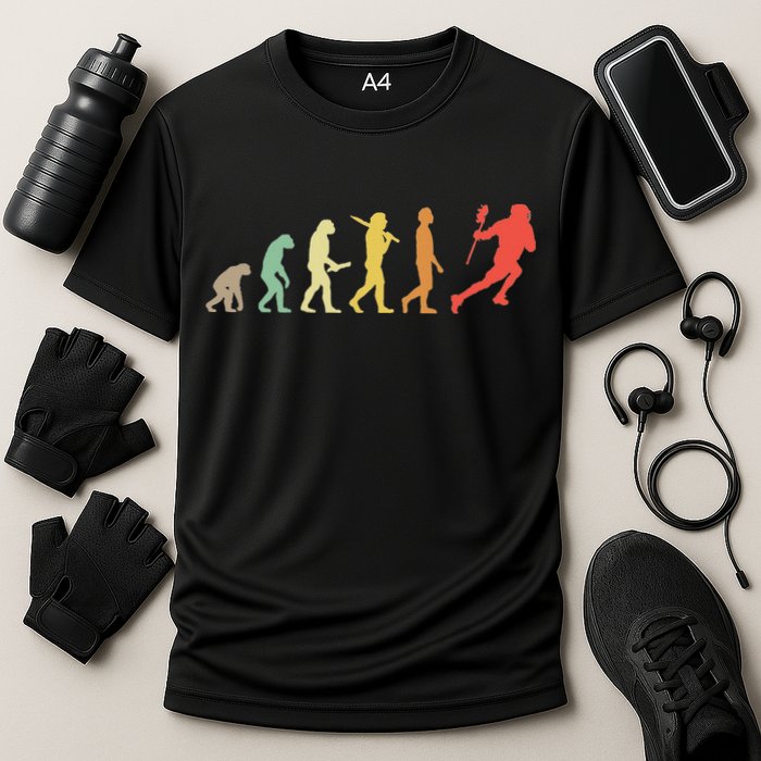 Retro Lacrosse Evolution Gift For Lacrosse Players Cooling Performance Crew T-Shirt