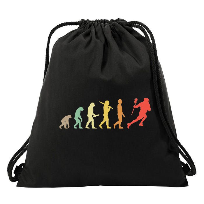 Retro Lacrosse Evolution Gift For Lacrosse Players Drawstring Bag