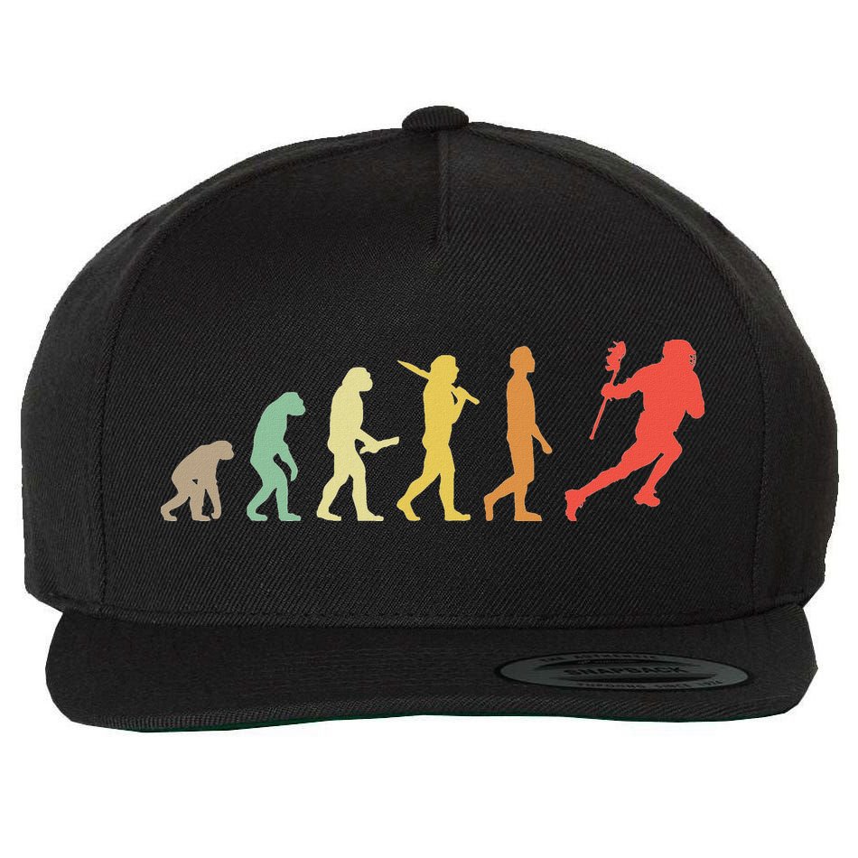 Retro Lacrosse Evolution Gift For Lacrosse Players Wool Snapback Cap