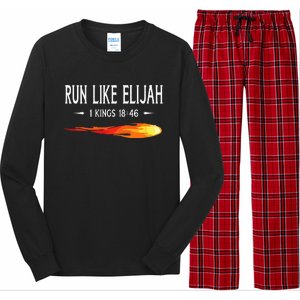 Run Like Elijah Funny Christian Runner Bible Verse Long Sleeve Pajama Set