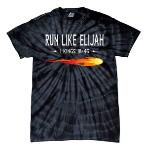 Run Like Elijah Funny Christian Runner Bible Verse Tie-Dye T-Shirt