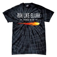 Run Like Elijah Funny Christian Runner Bible Verse Tie-Dye T-Shirt