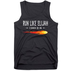 Run Like Elijah Funny Christian Runner Bible Verse Tank Top