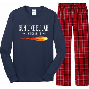 Run Like Elijah Funny Christian Runner Bible Verse Long Sleeve Pajama Set