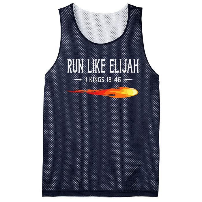 Run Like Elijah Funny Christian Runner Bible Verse Mesh Reversible Basketball Jersey Tank