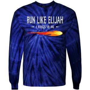 Run Like Elijah Funny Christian Runner Bible Verse Tie-Dye Long Sleeve Shirt