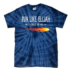 Run Like Elijah Funny Christian Runner Bible Verse Tie-Dye T-Shirt