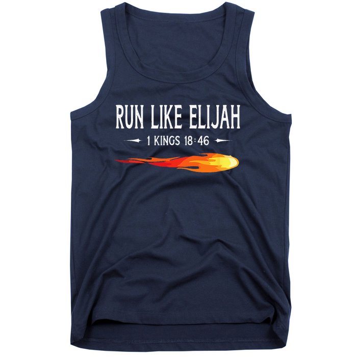 Run Like Elijah Funny Christian Runner Bible Verse Tank Top