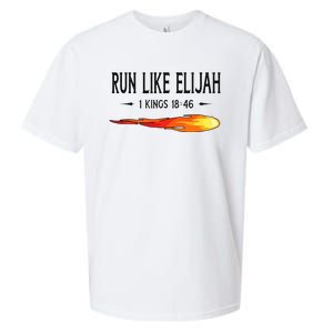 Run Like Elijah Funny Christian Runner Bible Verse Sueded Cloud Jersey T-Shirt