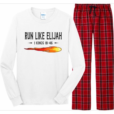 Run Like Elijah Funny Christian Runner Bible Verse Long Sleeve Pajama Set