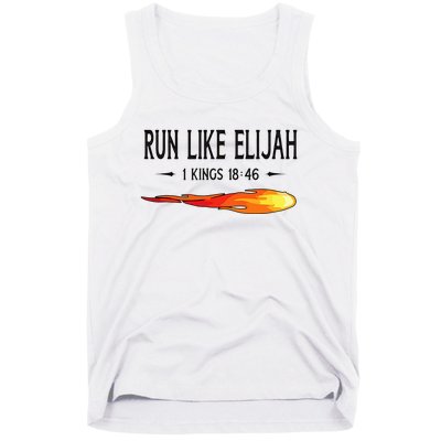 Run Like Elijah Funny Christian Runner Bible Verse Tank Top