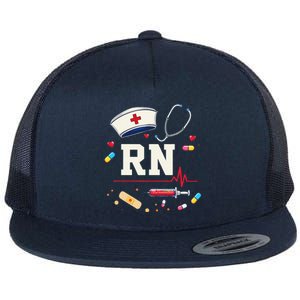 Rn Life Essentials Rn Nurse Life Gift Idea Flat Bill Trucker Hat