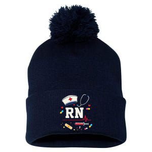 Rn Life Essentials Rn Nurse Life Gift Idea Pom Pom 12in Knit Beanie