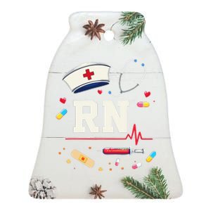 Rn Life Essentials Rn Nurse Life Gift Idea Ceramic Bell Ornament