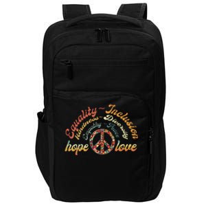 Retro Love Equality Inclusion Kindness Diversity Hope Peace Cute Gift Impact Tech Backpack