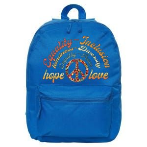 Retro Love Equality Inclusion Kindness Diversity Hope Peace Cute Gift 16 in Basic Backpack