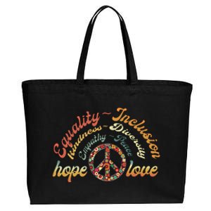 Retro Love Equality Inclusion Kindness Diversity Hope Peace Cute Gift Cotton Canvas Jumbo Tote