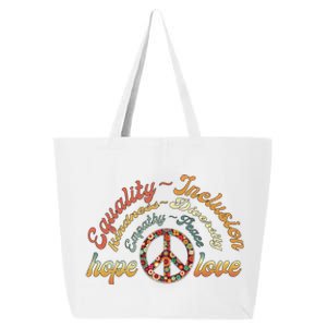 Retro Love Equality Inclusion Kindness Diversity Hope Peace Cute Gift 25L Jumbo Tote