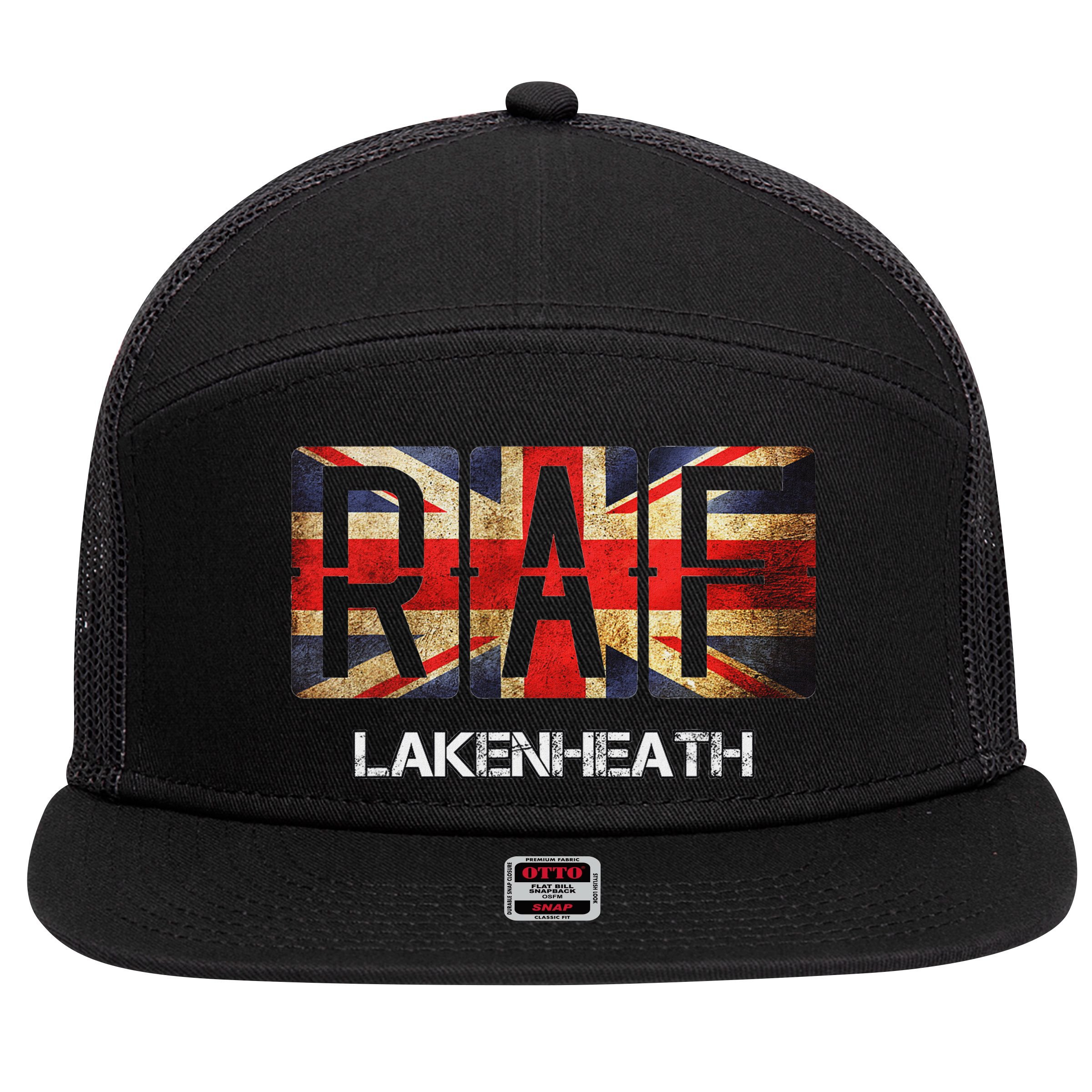 Raf Lakenheath England Airforce Vintage Distressed 7 Panel Mesh Trucker Snapback Hat