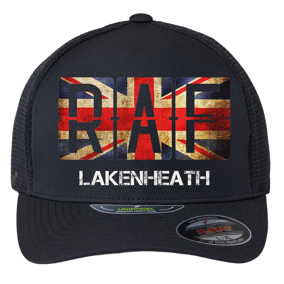 Raf Lakenheath England Airforce Vintage Distressed Flexfit Unipanel Trucker Cap