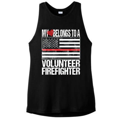 Red Line Flag Fireman Wife Girlfriend Volunteer Firefighter Ladies PosiCharge Tri-Blend Wicking Tank