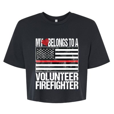 Red Line Flag Fireman Wife Girlfriend Volunteer Firefighter Bella+Canvas Jersey Crop Tee