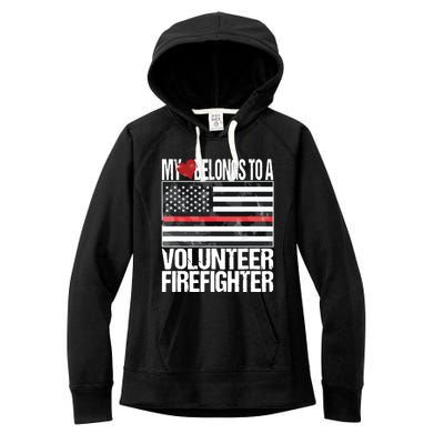 Red Line Flag Fireman Wife Girlfriend Volunteer Firefighter Women's Fleece Hoodie