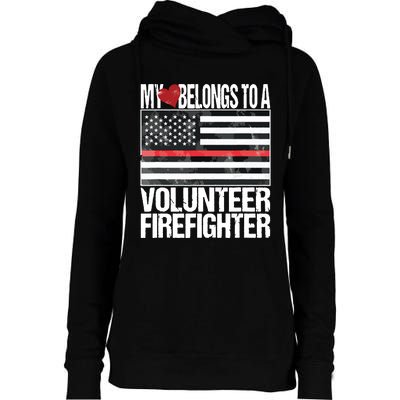 Red Line Flag Fireman Wife Girlfriend Volunteer Firefighter Womens Funnel Neck Pullover Hood