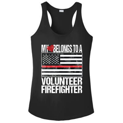 Red Line Flag Fireman Wife Girlfriend Volunteer Firefighter Ladies PosiCharge Competitor Racerback Tank