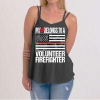 Red Line Flag Fireman Wife Girlfriend Volunteer Firefighter Women's Strappy Tank