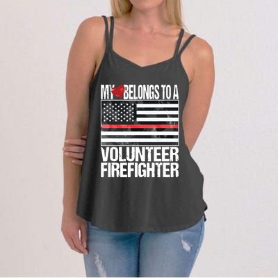 Red Line Flag Fireman Wife Girlfriend Volunteer Firefighter Women's Strappy Tank