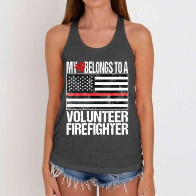 Red Line Flag Fireman Wife Girlfriend Volunteer Firefighter Women's Knotted Racerback Tank