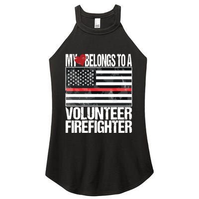 Red Line Flag Fireman Wife Girlfriend Volunteer Firefighter Women's Perfect Tri Rocker Tank