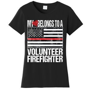 Red Line Flag Fireman Wife Girlfriend Volunteer Firefighter Women's T-Shirt