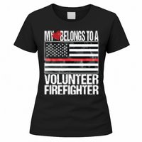 Red Line Flag Fireman Wife Girlfriend Volunteer Firefighter Women's T-Shirt