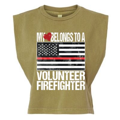 Red Line Flag Fireman Wife Girlfriend Volunteer Firefighter Garment-Dyed Women's Muscle Tee