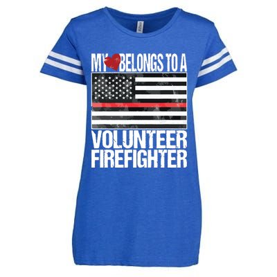 Red Line Flag Fireman Wife Girlfriend Volunteer Firefighter Enza Ladies Jersey Football T-Shirt