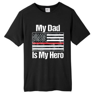 Red Line Flag Shirts My Dad Is My Hero Firefighter Tall Fusion ChromaSoft Performance T-Shirt