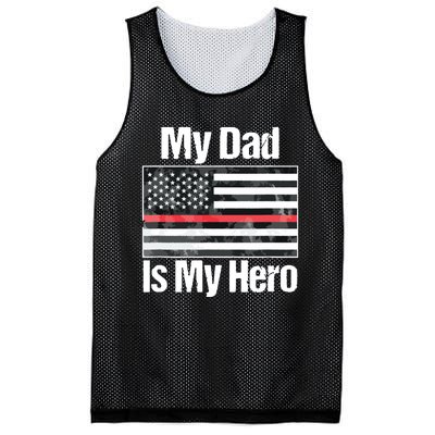 Red Line Flag Shirts My Dad Is My Hero Firefighter Mesh Reversible Basketball Jersey Tank