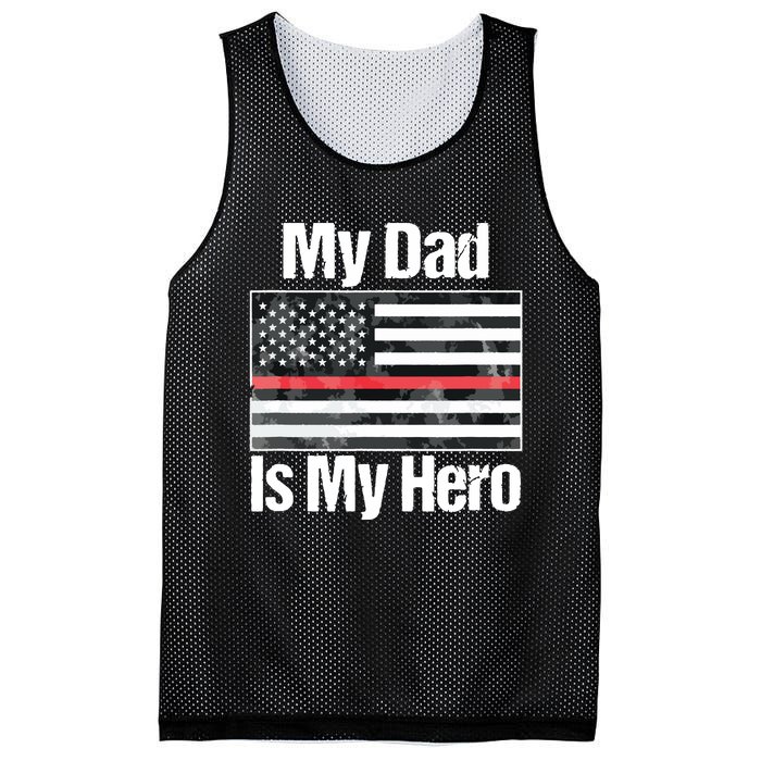 Red Line Flag Shirts My Dad Is My Hero Firefighter Mesh Reversible Basketball Jersey Tank