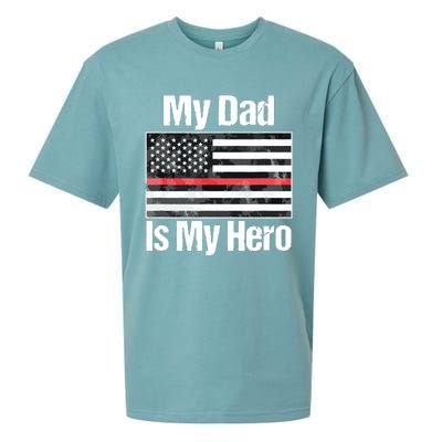 Red Line Flag Shirts My Dad Is My Hero Firefighter Sueded Cloud Jersey T-Shirt