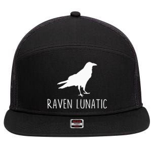 Raven Lunatic Funny Goth Bird Lover Halloween Party Gift 7 Panel Mesh Trucker Snapback Hat