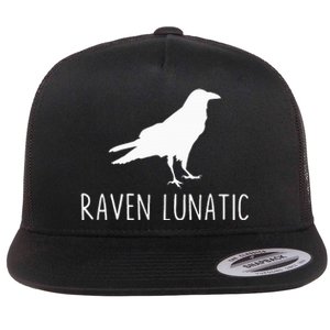 Raven Lunatic Funny Goth Bird Lover Halloween Party Gift Flat Bill Trucker Hat