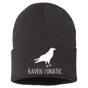 Raven Lunatic Funny Goth Bird Lover Halloween Party Gift Sustainable Knit Beanie